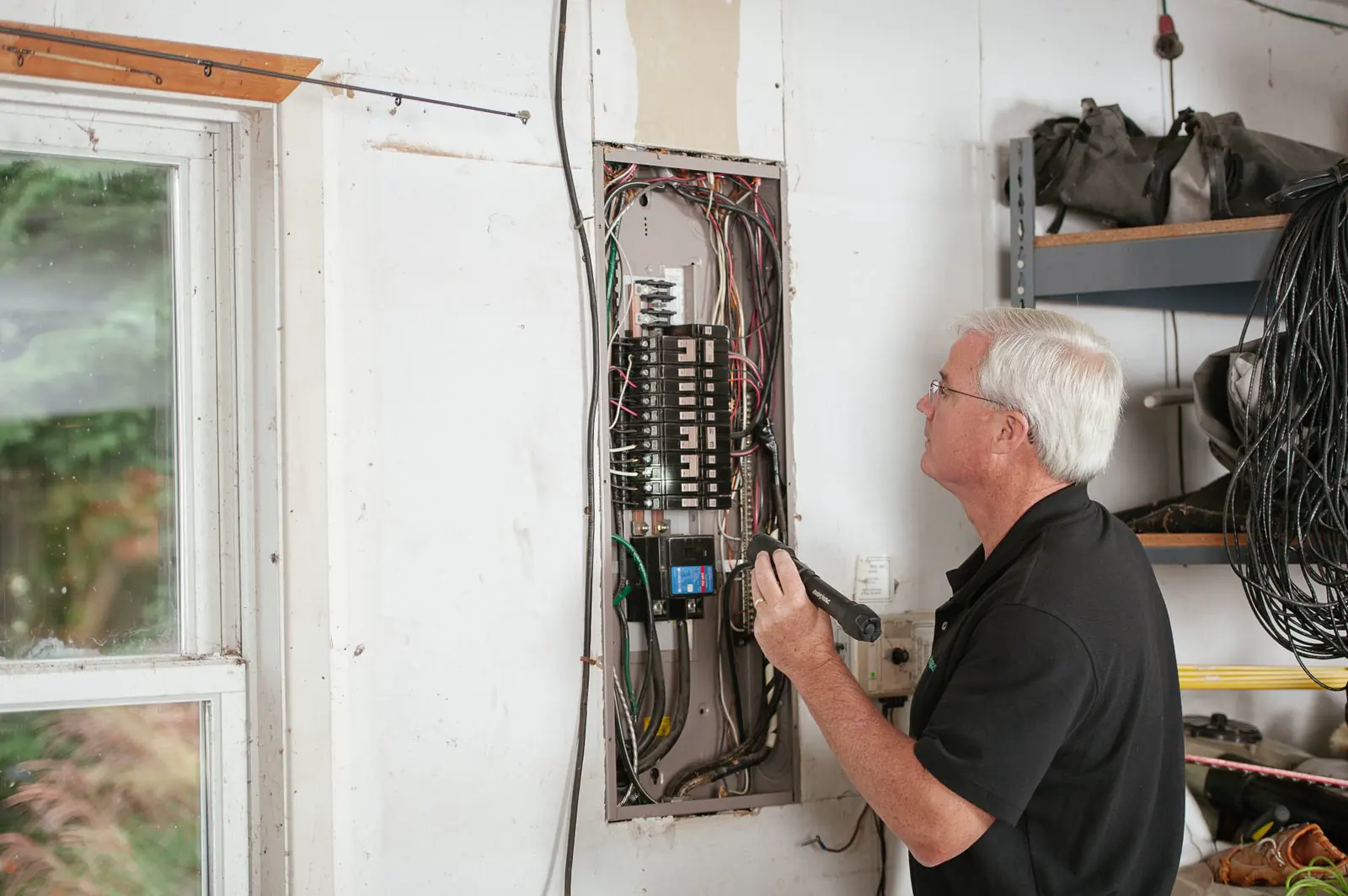 Illustrative photo of an open residential fuse box. Not an A1 Electricians job.